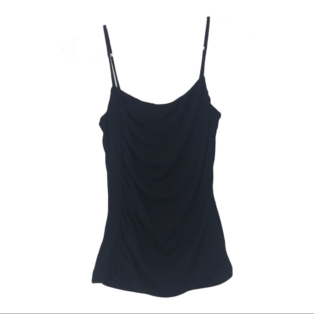 New LNA Black Ruched Side Spaghetti Strap Tank Top